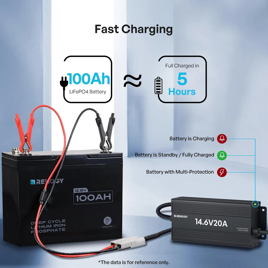 12V 20A AC-to-DC LFP Portable Battery Charger
