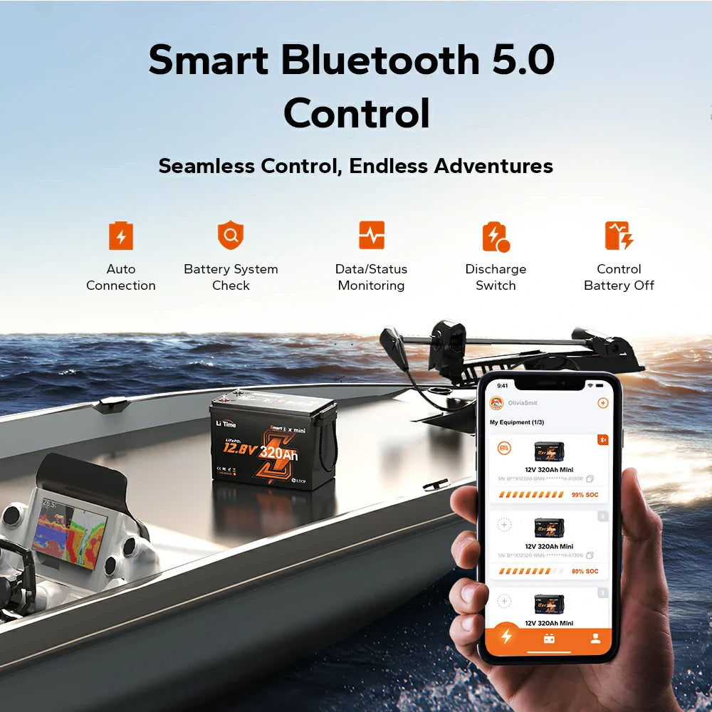 LiTime 12V 320Ah Mini Bluetooth LiFePO4