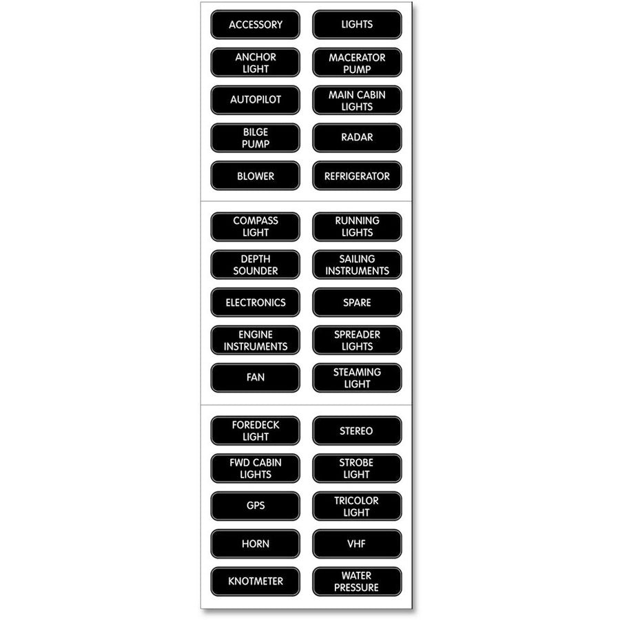 Blue Sea 8030 DC Panel Basic 30 Label Set 8030