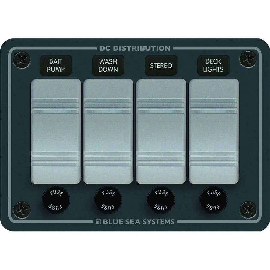 Blue Sea 8262 Waterproof Panel 4 Position  Slate Grey 8262