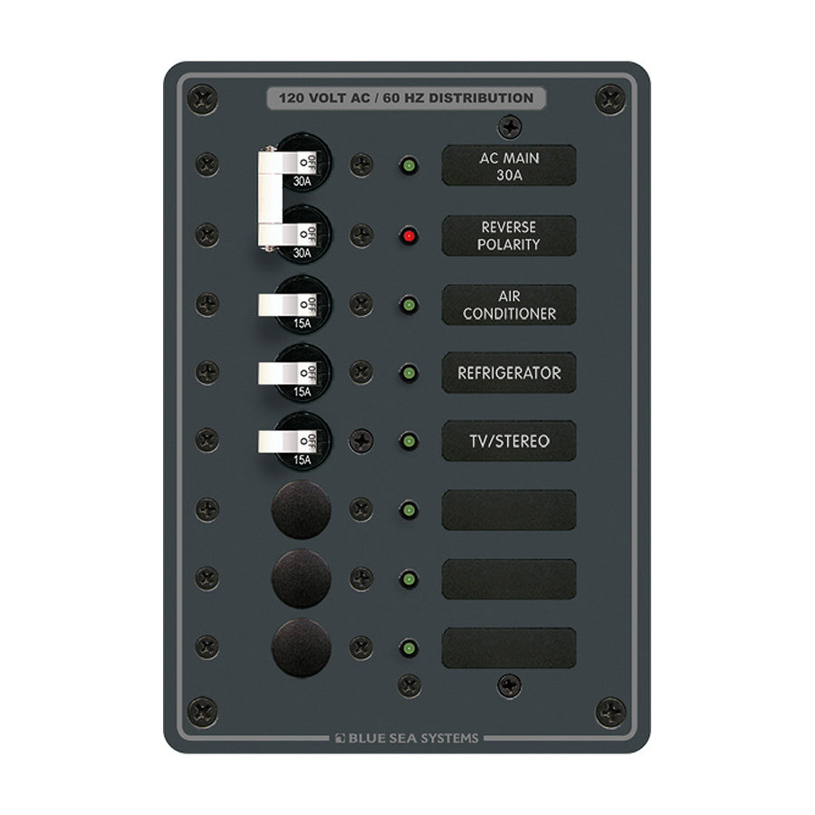 Blue Sea 8027 AC Main 6 Position Breaker Panel  White Switches 8027