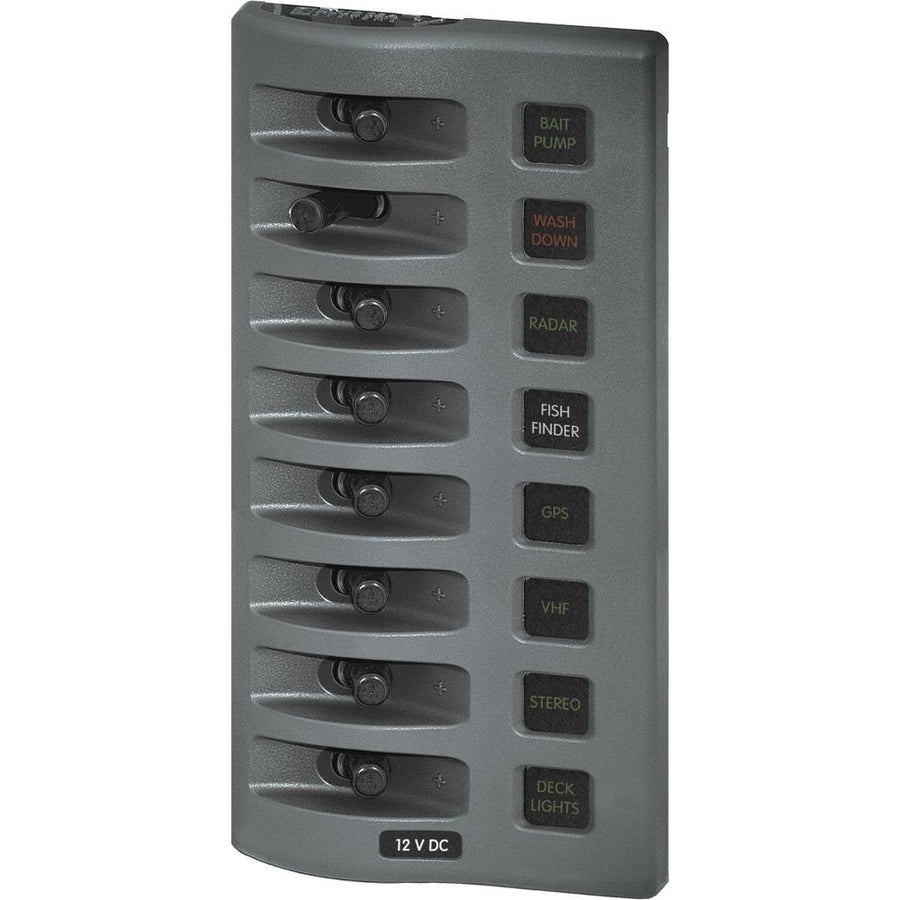 Blue Sea 4308 WeatherDeck Water Resistant Fuse Panel  8 Position  Grey 4308