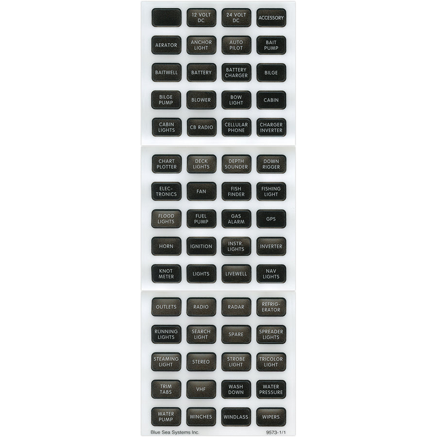 Blue Sea 8214 Black Small Format Label Kit  60 Labels 8214