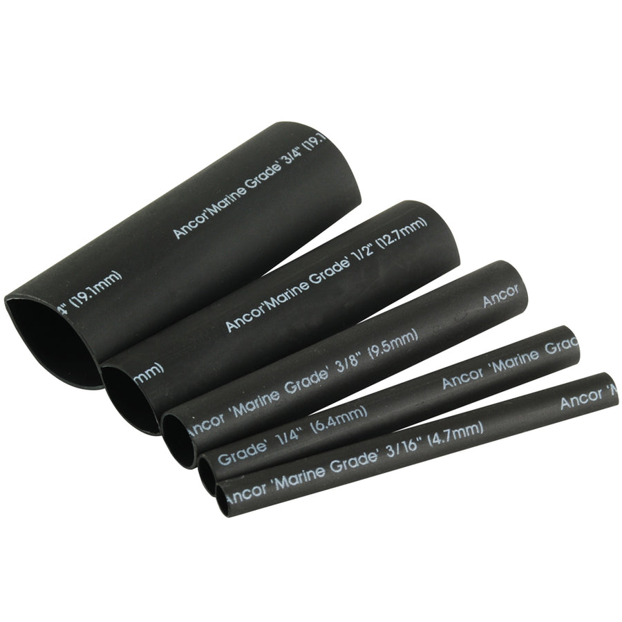 Ancor Adhesive Lined Heat Shrink Tubing Kit  8Pack 3 20 to 20 AWG Black 301503