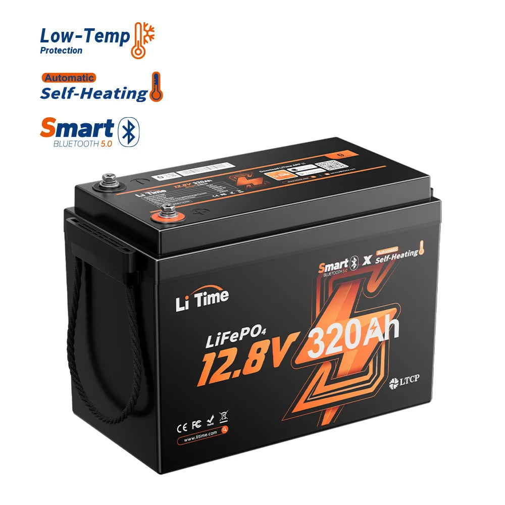 LiTime 12V 320Ah Mini Bluetooth LiFePO4 - Self Heated