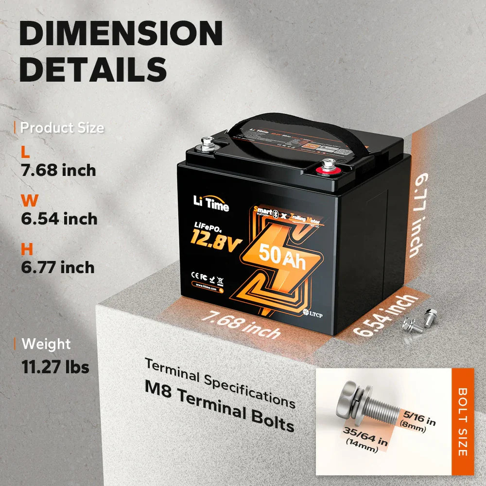 LiTime 12V 50Ah Lithium Bluetooth LiFePO4