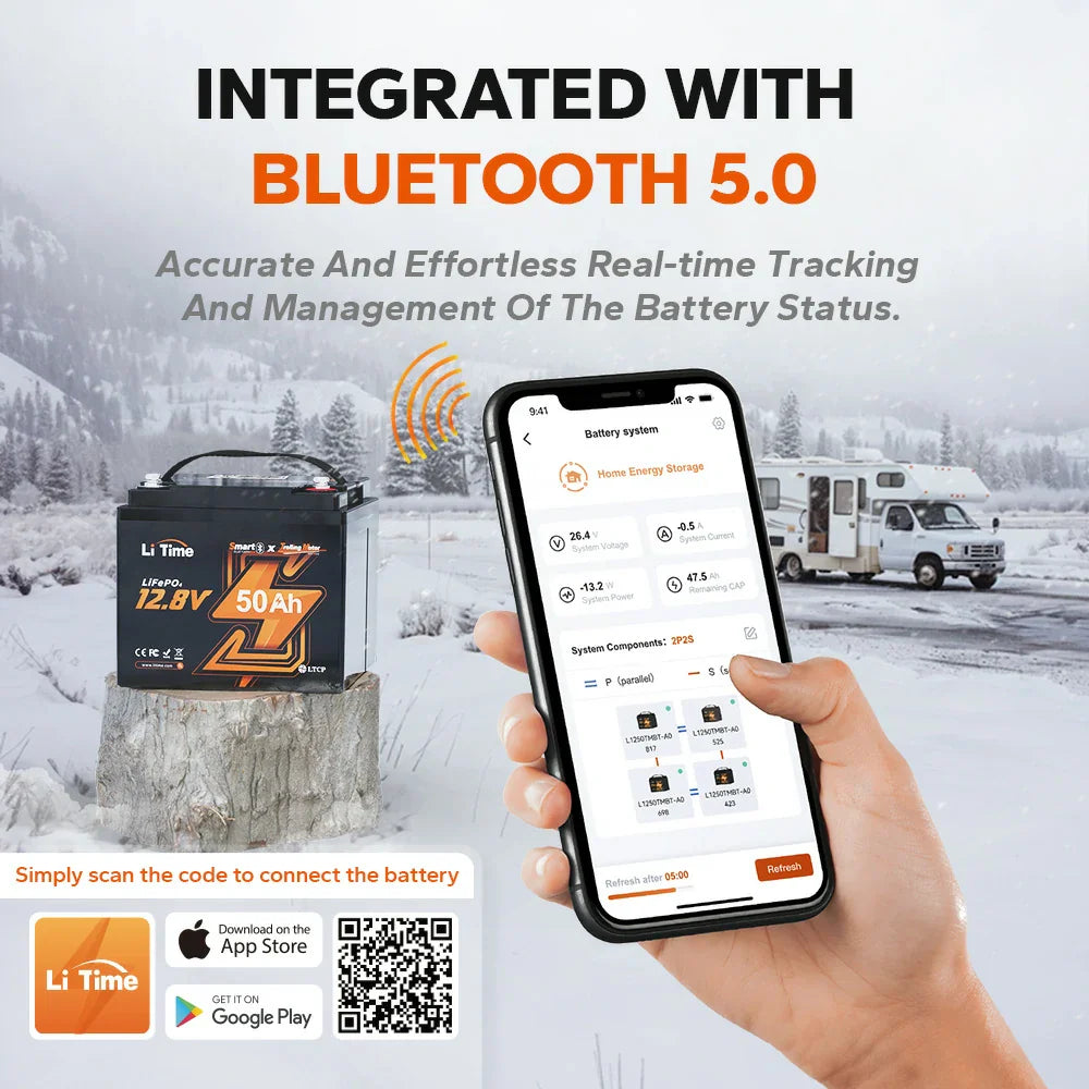 LiTime 12V 50Ah Lithium Bluetooth LiFePO4