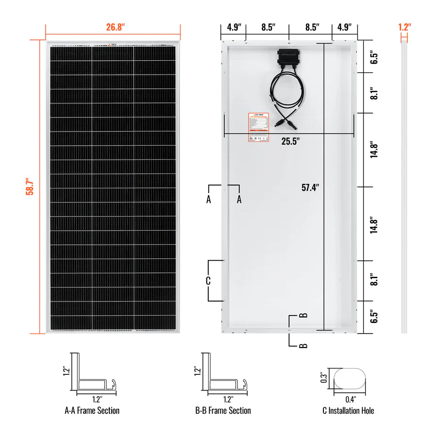 MEGA 200 PRO | 200 Watt 24v Solar Panel