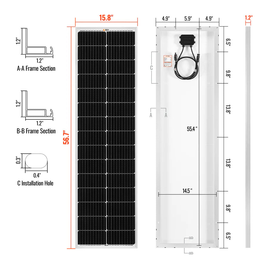 MEGA 100 SLIM | 100 Watt Slim Solar Panel
