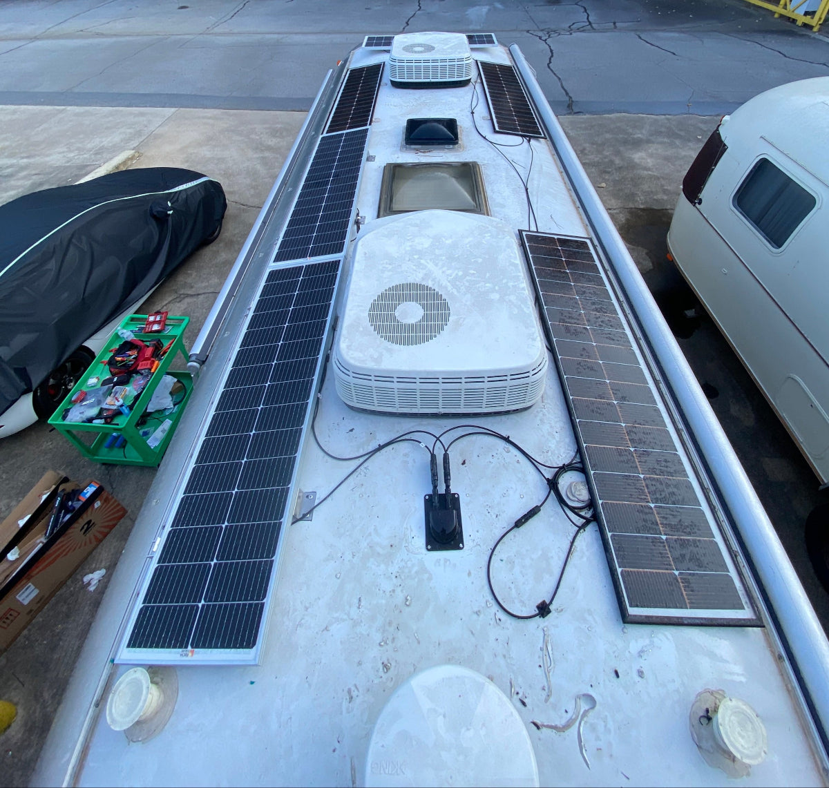 Solar panels on an airstream camper